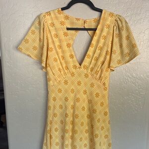 Altar'd State Yellow Backless Floral Dress